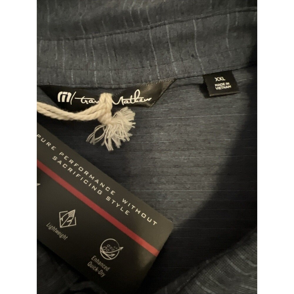 2XL Travis Mathew The Heater Mens Golf Polo SHIRT vintage indigo blue - Picture 5 of 9
